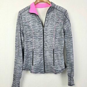 Maurices Active Zip Jacket L Gray Pink